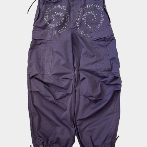 퍼플 컬러의 스터드 우븐 카고 팬츠 PA59TW23A24PUR