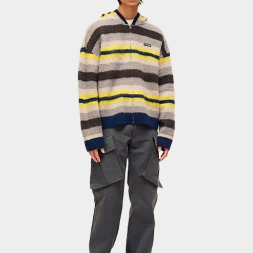 지퍼 니트 후디 옐로우